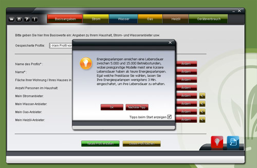 Screenshot SYBEX Energiesparer